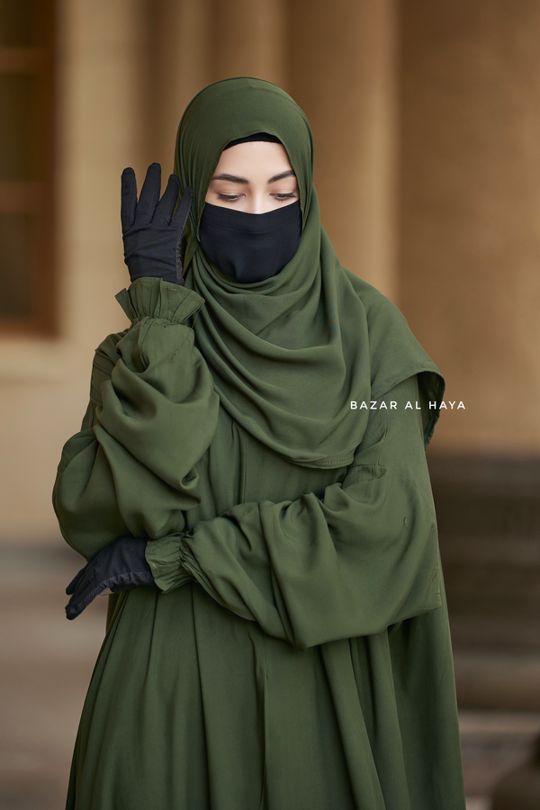 Olive Prayer / Salah Dress One Piece Jilbab 100% Cotton - Super Breathable Comfy Style