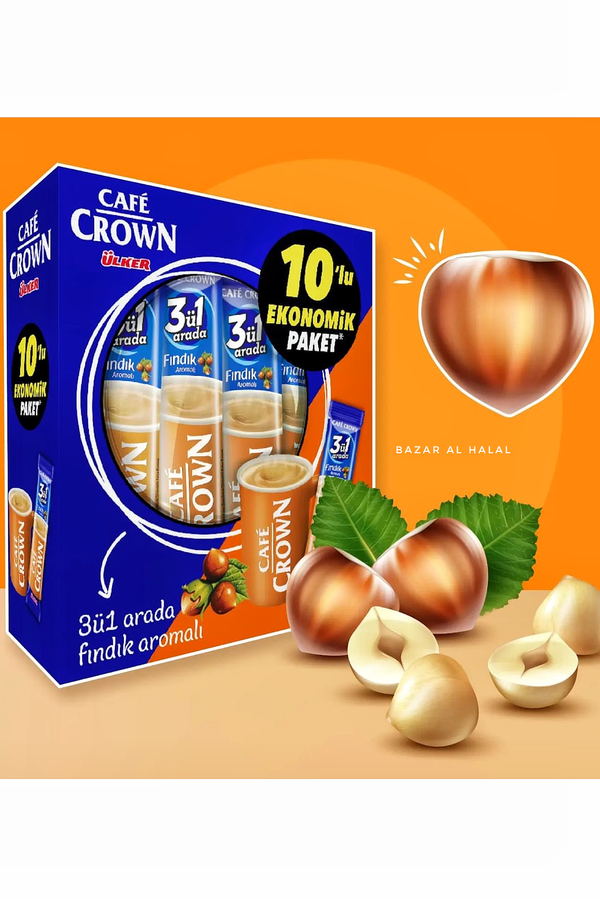 Ulker Cafe Crown 3in1 Hazelnut Coffee - 10 Pack