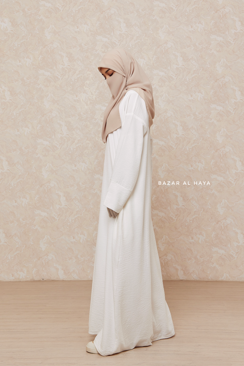 Ivory Rahima Loose Fit Comfy Abaya With Pockets - Leon