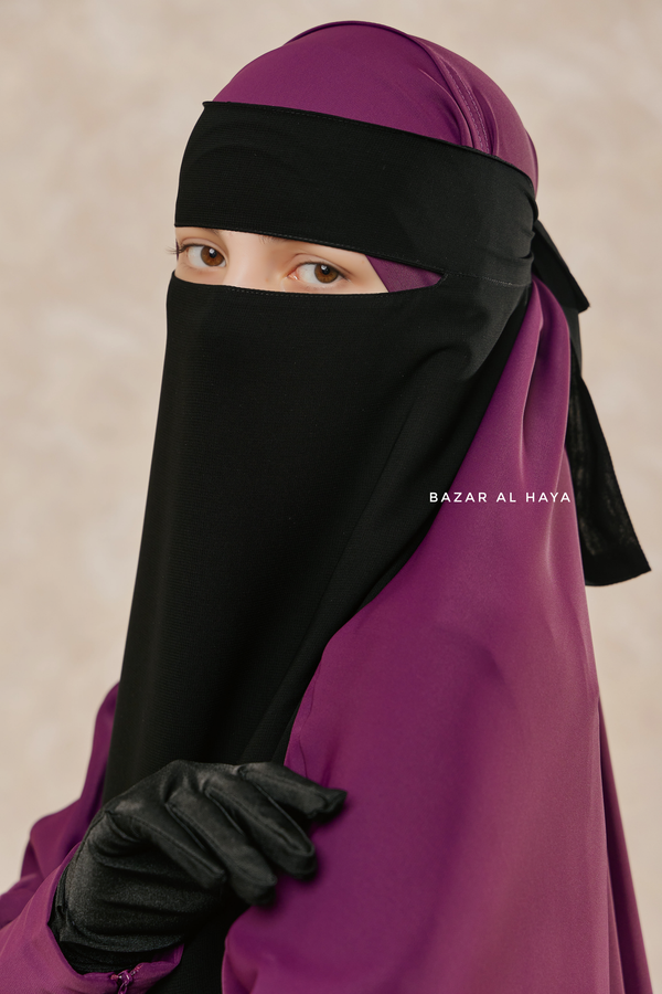 Black Single Layer Niqab - Super Breathable