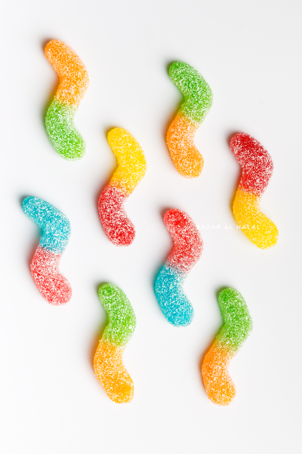 Halal Sour Neon Gummy Worms