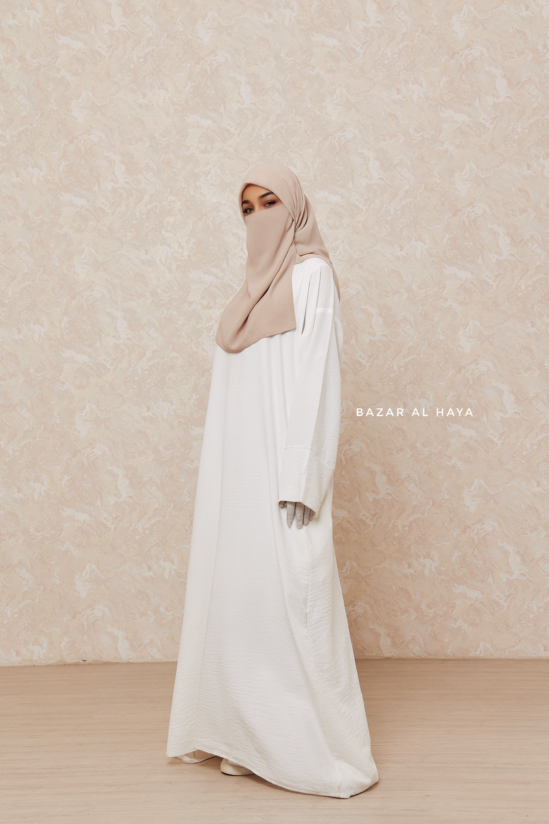 Ivory Rahima Loose Fit Comfy Abaya With Pockets - Leon