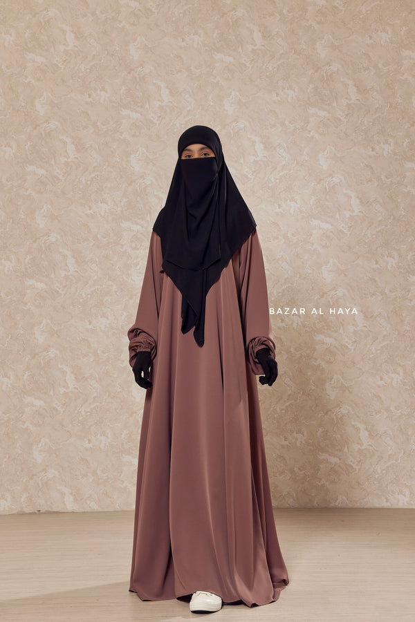 Taupe Rose Salam 2 Abaya - Comfy Style Front Zipper - Nida