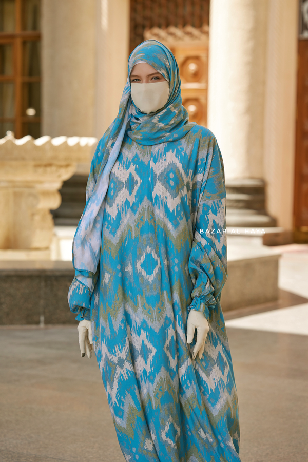 Azure Print Prayer / Salah Dress 2 - Super Breathable In 100% Cotton