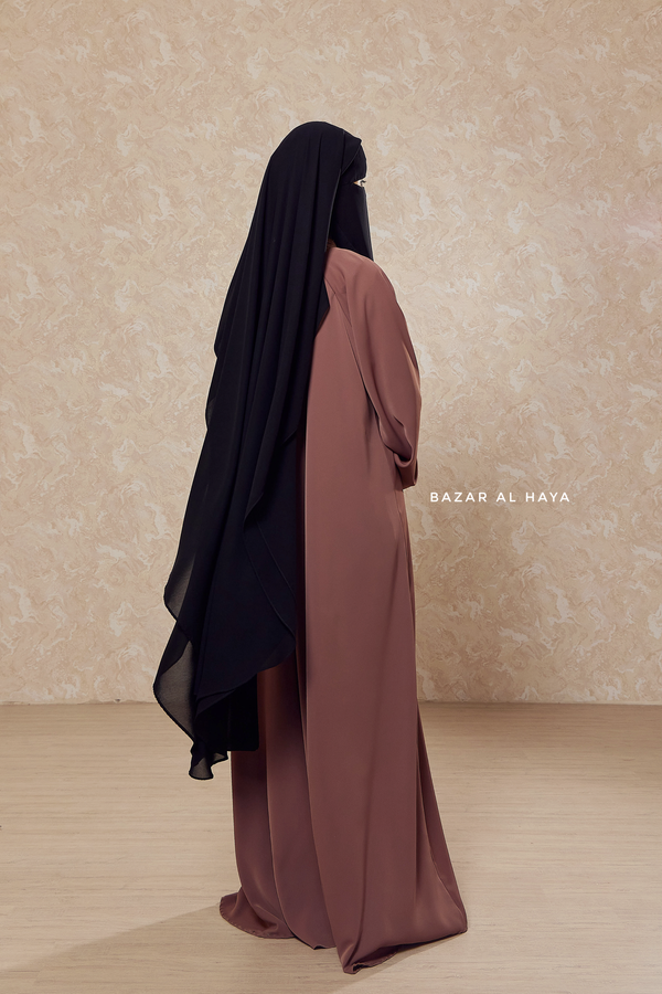 Long Black Two Layer Flap Niqab - Wide - Super Breathable Veil