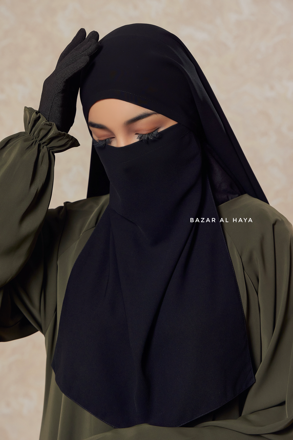 Black Single Half Niqab - Super Breathable Veil