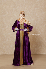 Irfah Luxurious Plush Pombarch Kaftan - Abaya Dress With Belt