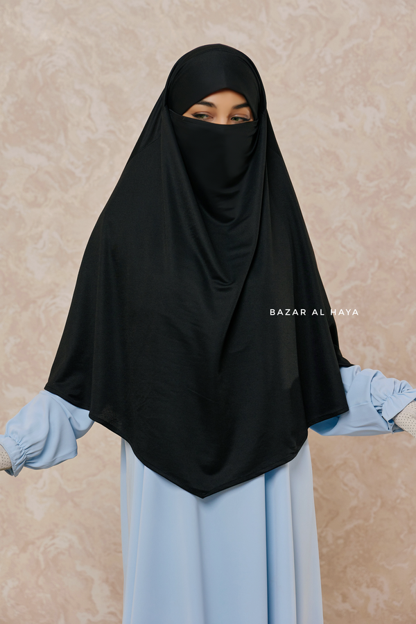 Black Eliza Diamond Khimar - Stretch Cotton - Medium