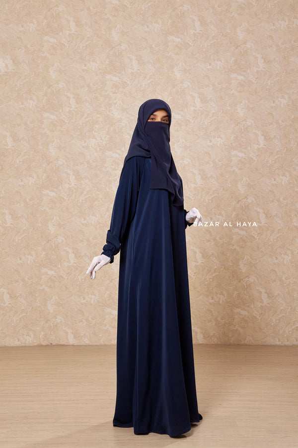 Navy Salam Abaya - Loose & Wide Bottom