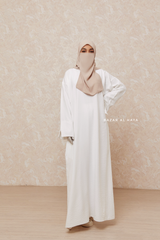 Ivory Rahima Loose Fit Comfy Abaya With Pockets - Leon