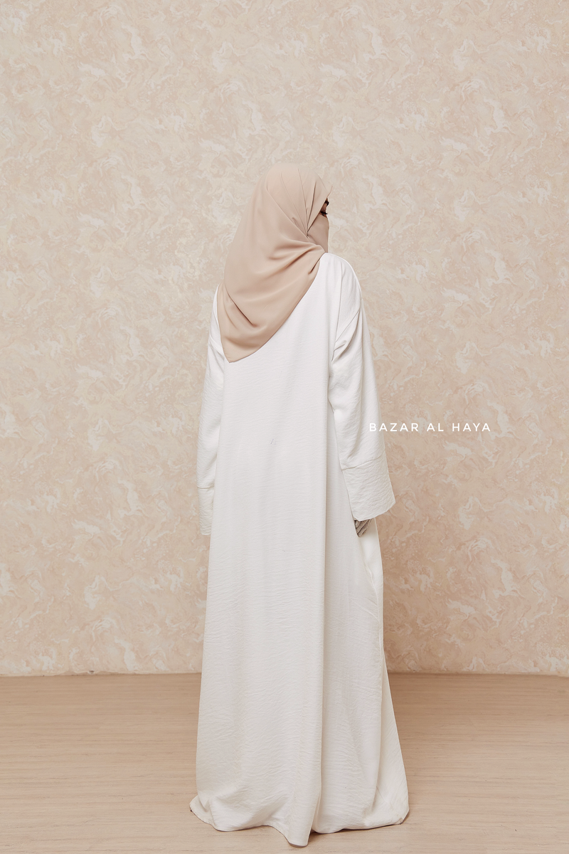 Ivory Rahima Loose Fit Comfy Abaya With Pockets - Leon