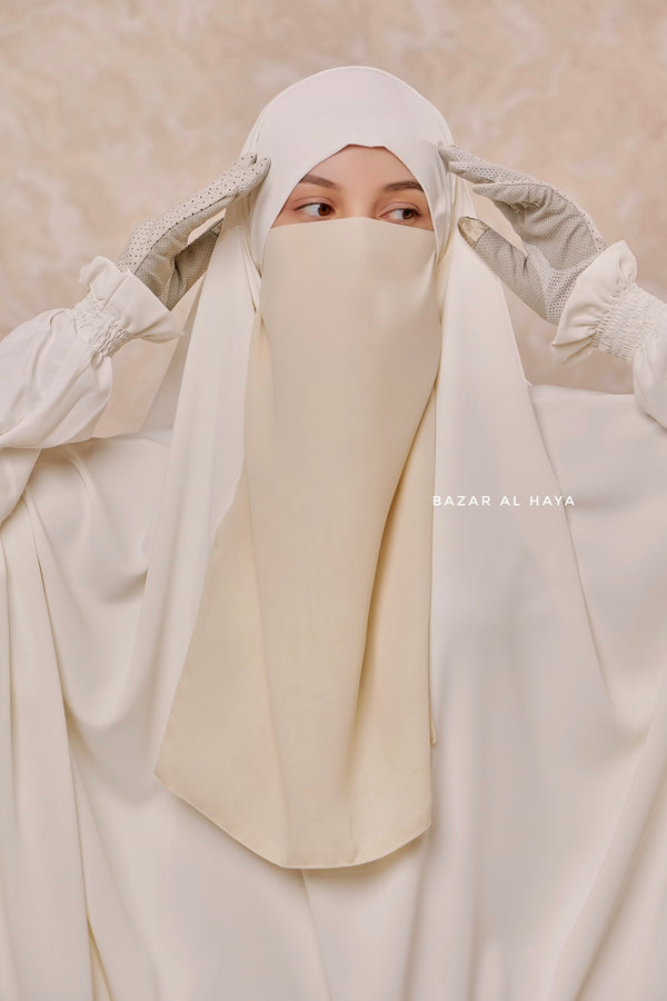 Creme Single Half Niqab - Super Breathable Veil