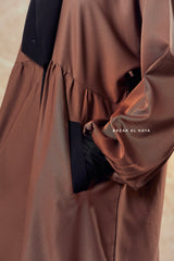 Kalina Brunette Hooded Abaya Dress With Pockets - Mediumweight Silk Crepe
