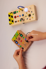 Montessori Wooden Busy Board, Sensory Activity Toy With Lights Switches - Smart Kids