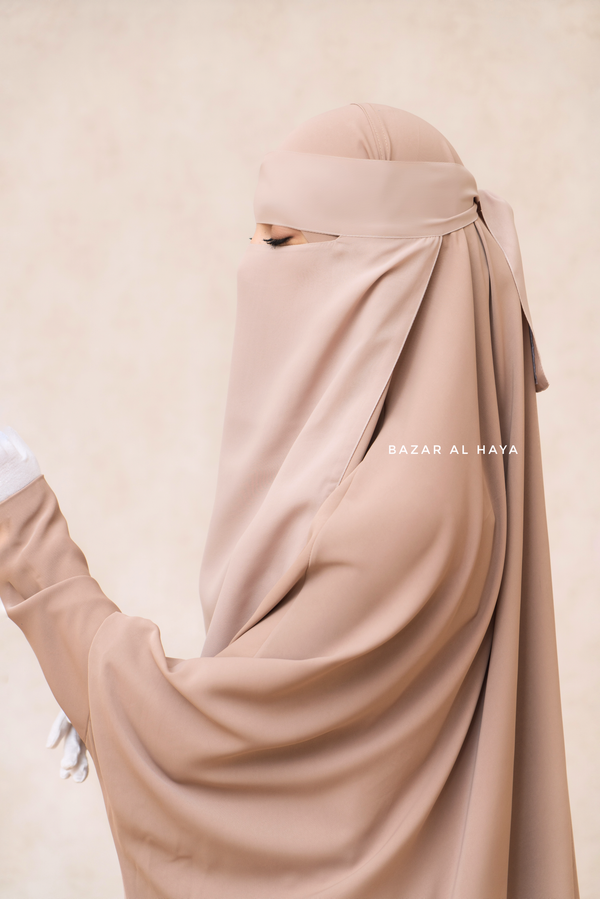 Creme Beige Single Layer Niqab - Super Breathable & Comfy