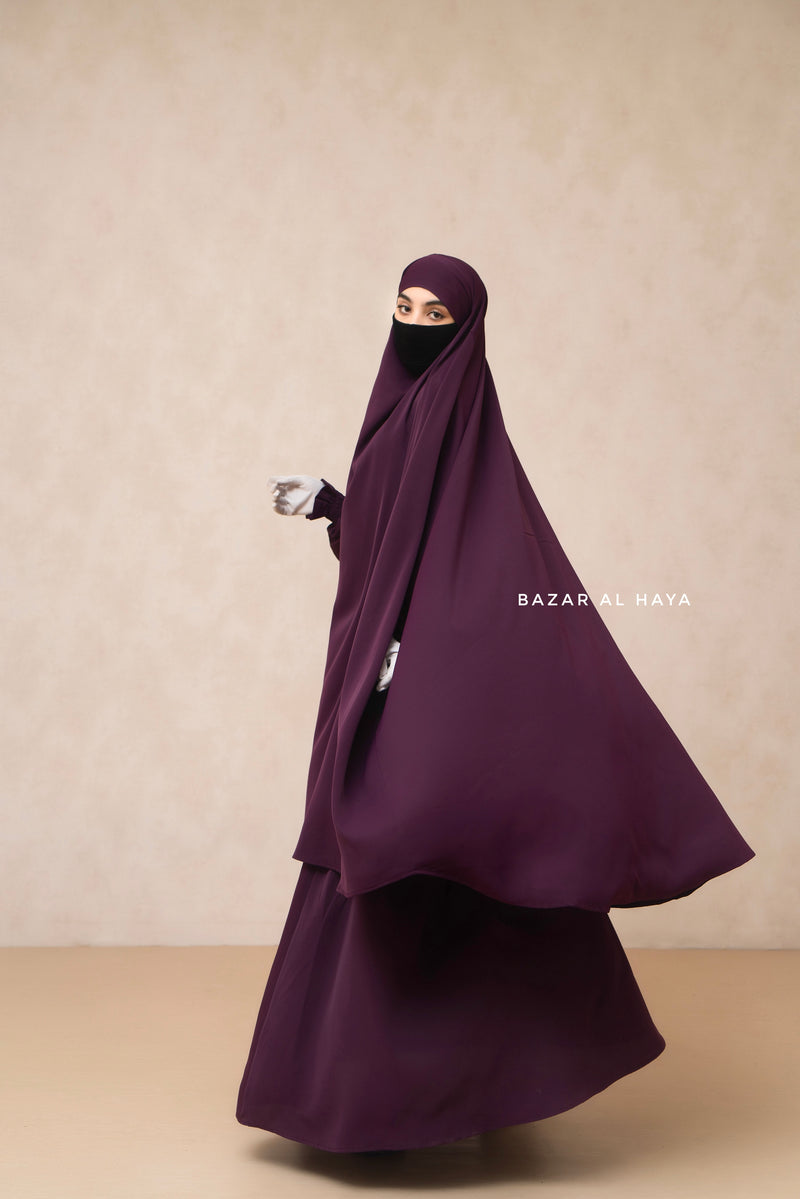 Hoor - Two Piece Purple Jilbab With Skirt- Long & Loose