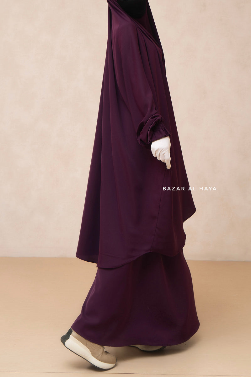 Hoor - Two Piece Purple Jilbab With Skirt- Long & Loose