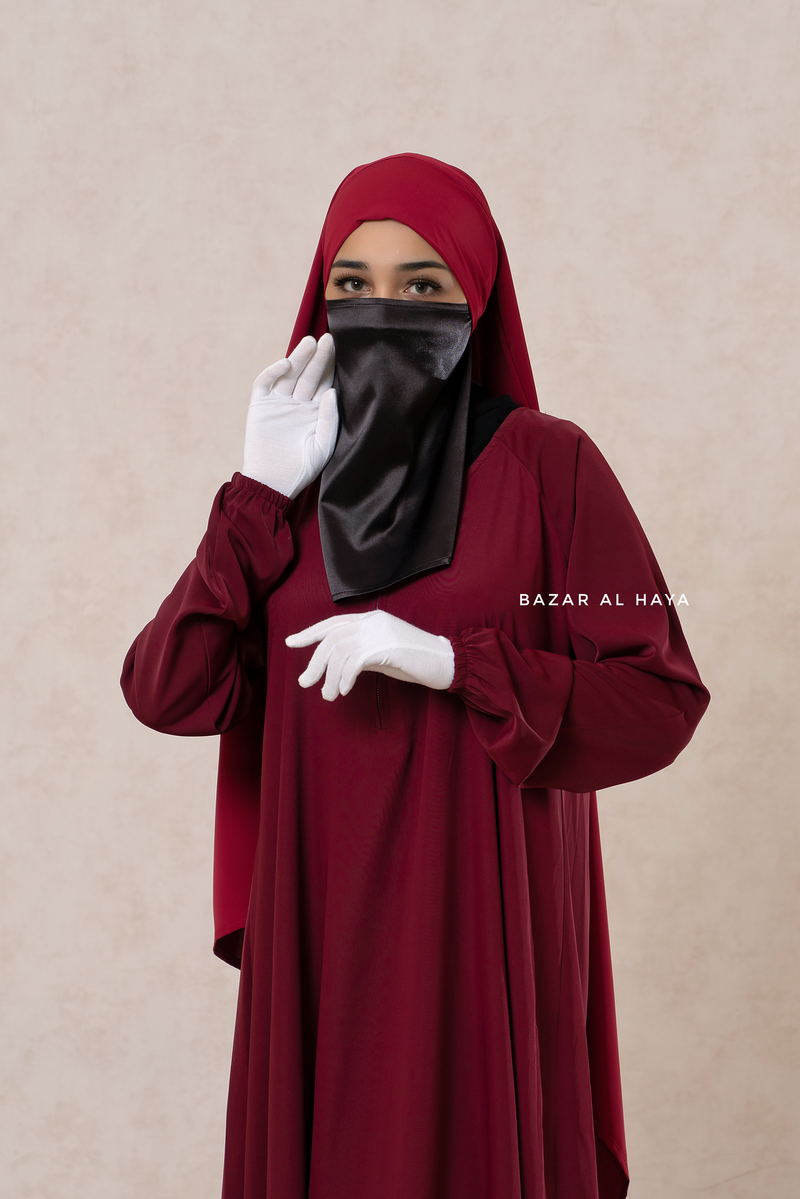 Maroon Salam 2 Abaya - Comfy Style Front Zipper - Nida