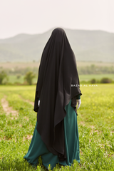 Black Munawwar Extra Long Triangle Diamond Khimar - Soft Nida