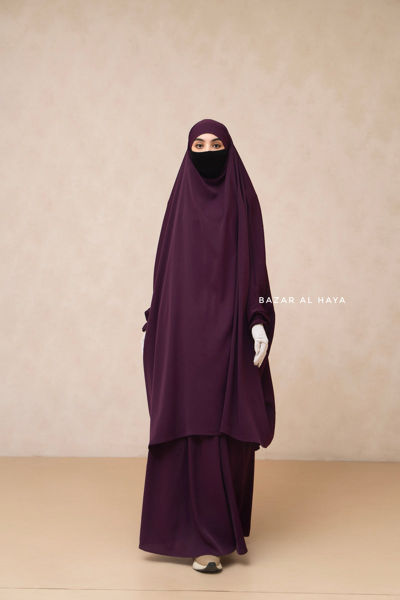 Hoor - Two Piece Purple Jilbab With Skirt- Long & Loose