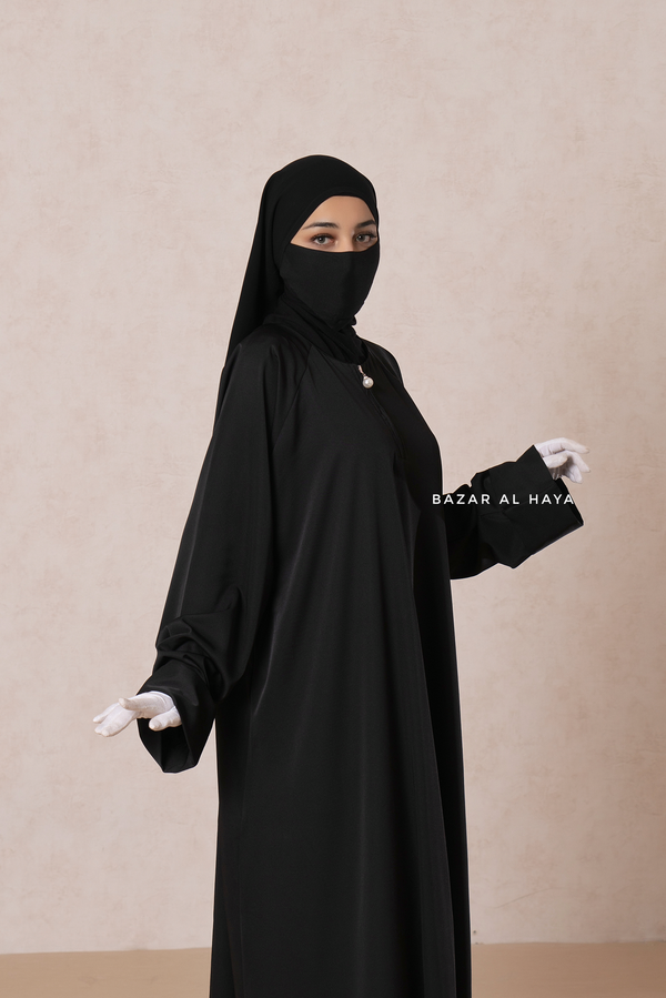 Black Madina Abaya - Soft Relaxed Fit - Mediumweight Silk Crepe