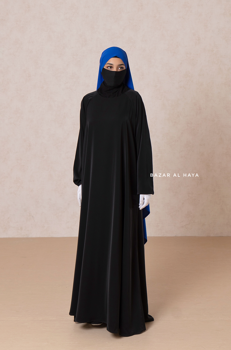 Black Salam Abaya - Comfy & Flowy - Silk Crepe