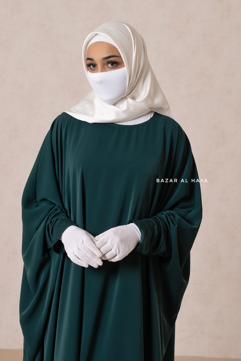 Emerald Faraasha Butterfly Wide Abaya - Silk Crepe