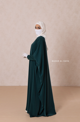 Emerald Faraasha Butterfly Wide Abaya - Silk Crepe