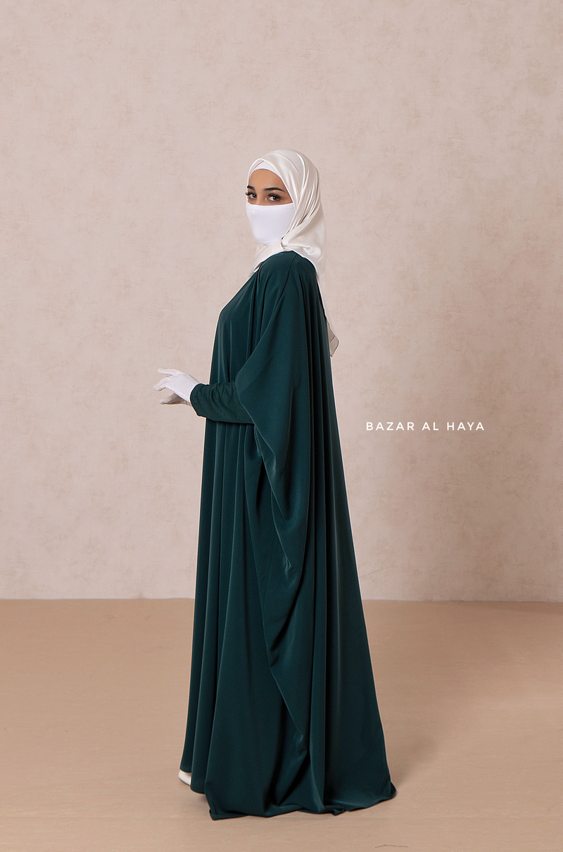 Emerald Faraasha Butterfly Wide Abaya - Silk Crepe