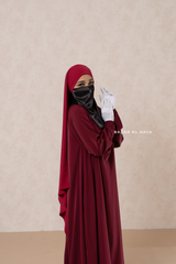 Maroon Salam 2 Abaya - Comfy Style Front Zipper - Nida