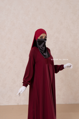 Maroon Salam 2 Abaya - Comfy Style Front Zipper - Nida