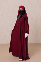 Maroon Salam 2 Abaya - Comfy Style Front Zipper - Nida